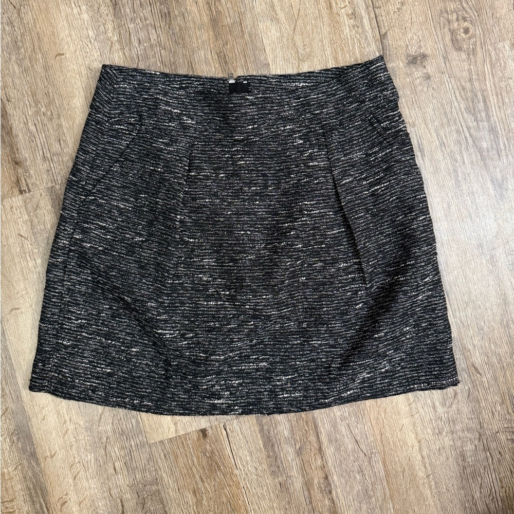 LOFT Black and Silver Textured Mini Skirt